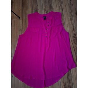 Torrid Womens Plus Size 2 Fuchsia Pink Georgette Sleeveless Button Front Blouse